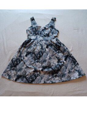 2010s Folter Fit and Flare Rockabilly Cemetery Print Goth Dress Plus Size 1X
